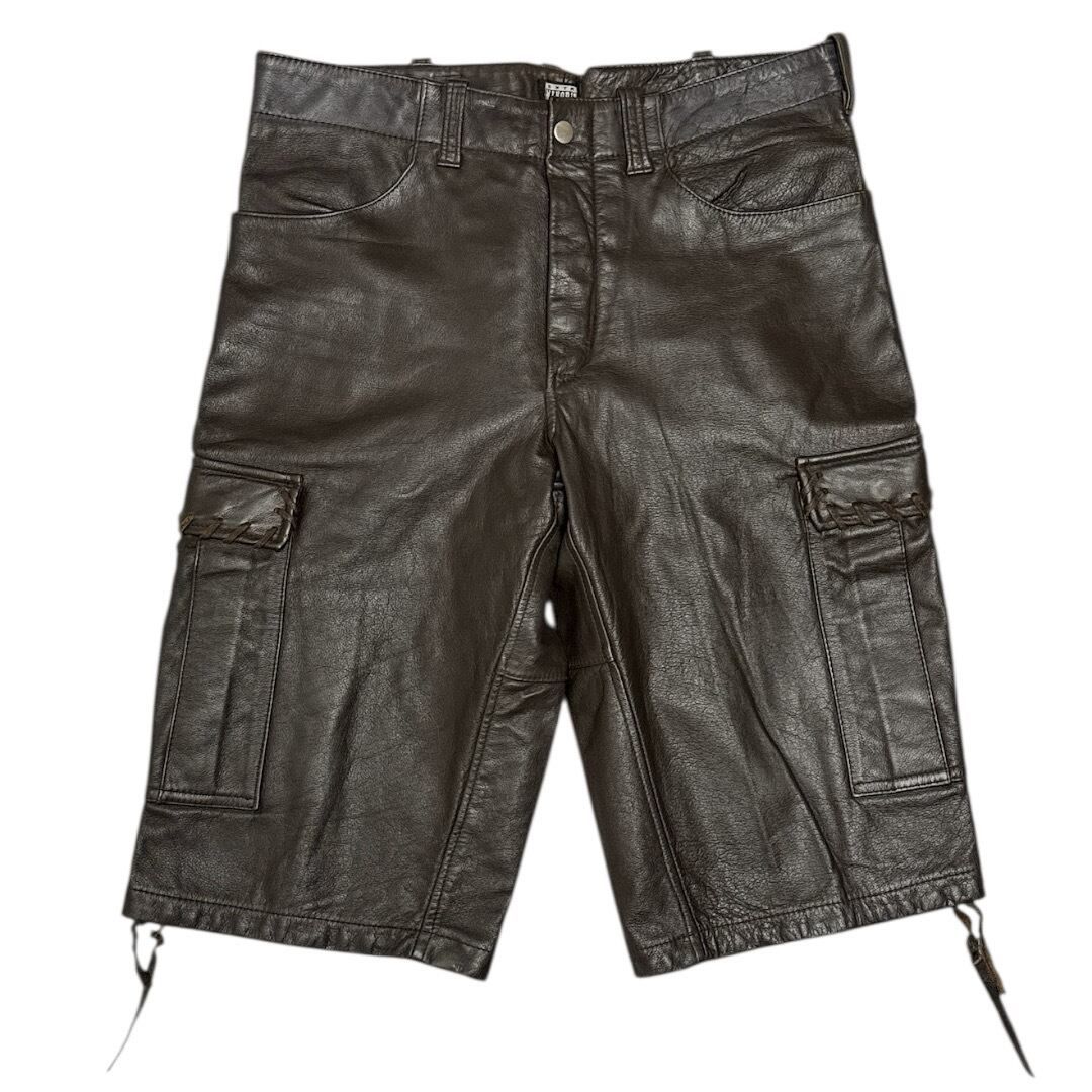 MINORITY Leather Cargo Pants Brown