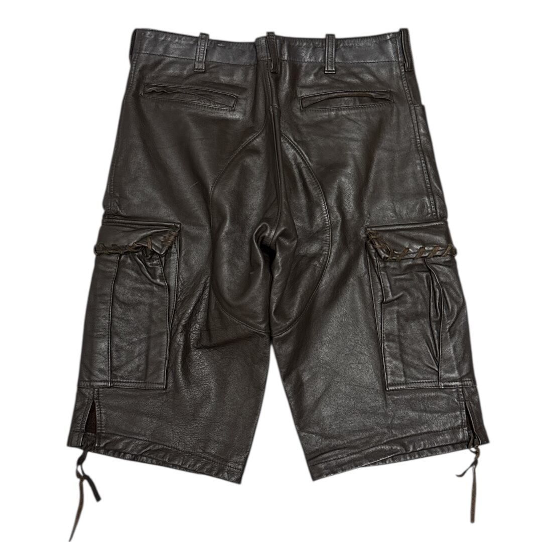 MINORITY Leather Cargo Pants Brown