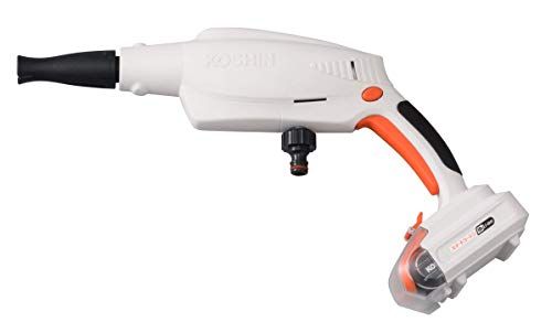 工進 KOSHIN 18 V 2.0 Ah 充電式 洗浄機 ガンタイプ SJC-1820 バッテリー 充電器付 コードレス ショートガン 軽量 コンパクト 自吸 水道直結 洗車 ベランダ 清掃 ホワイト ブラック