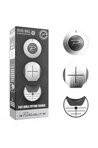 PuttOUT デビルボール パター 練習 パター練習器具 フェース角度をまっすぐに ゴルフ ボール パター練習 ゴルフ 品 パターマット ゴルフ練習ボール