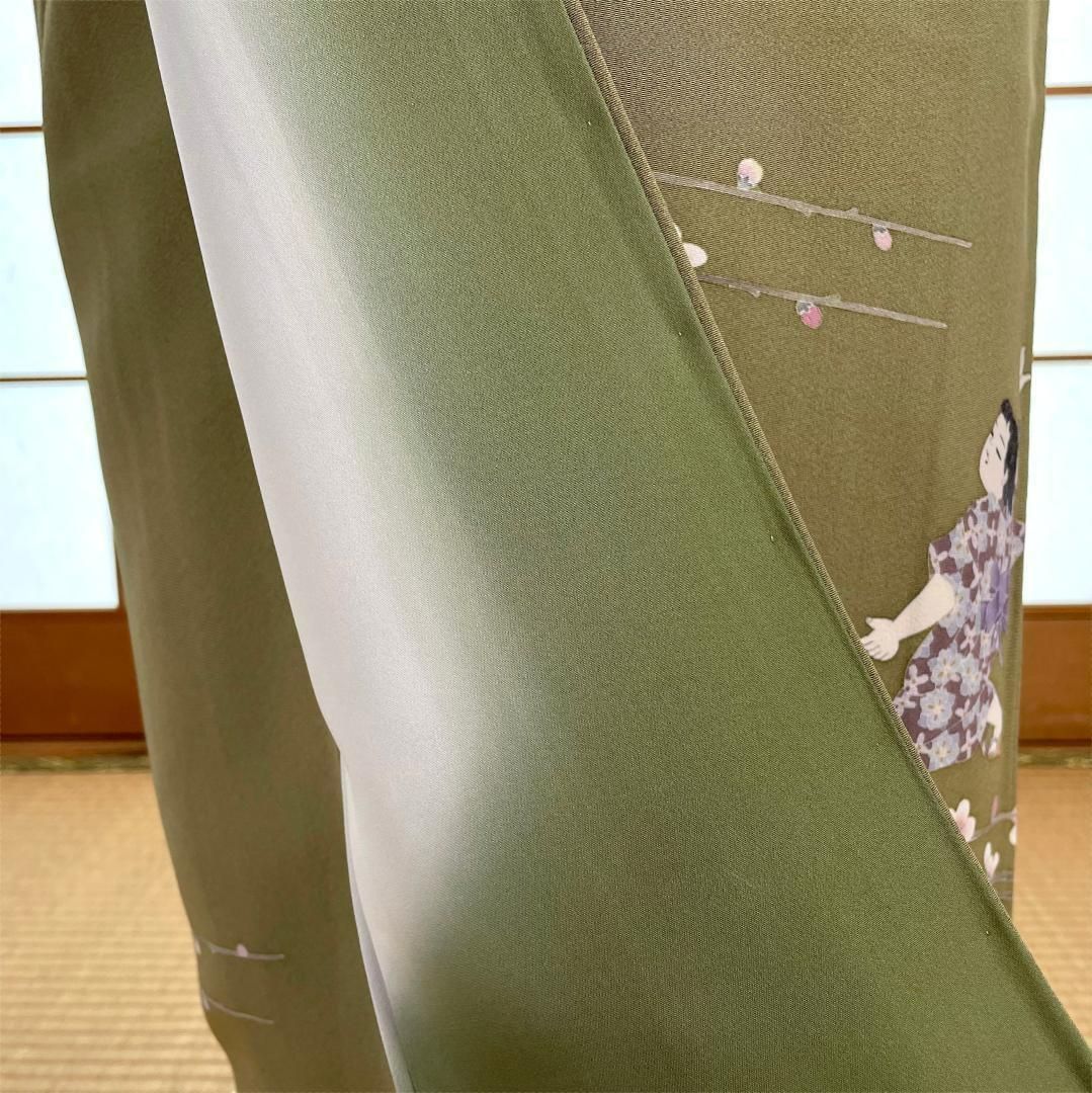 手描き友禅 童と枝梅