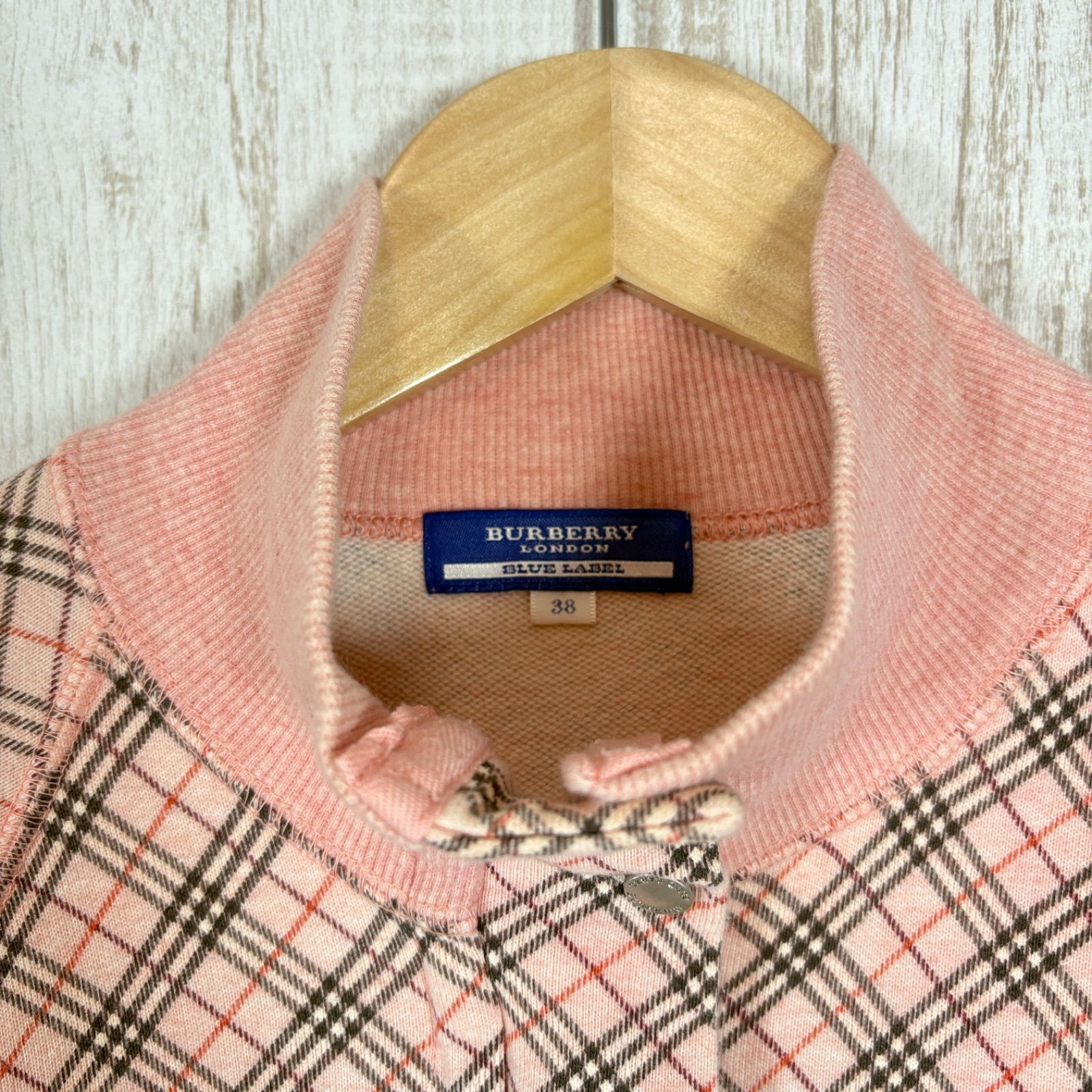 希少性✨ バーバリーブルーレーベル パーカー Mサイズ ピンク チェック