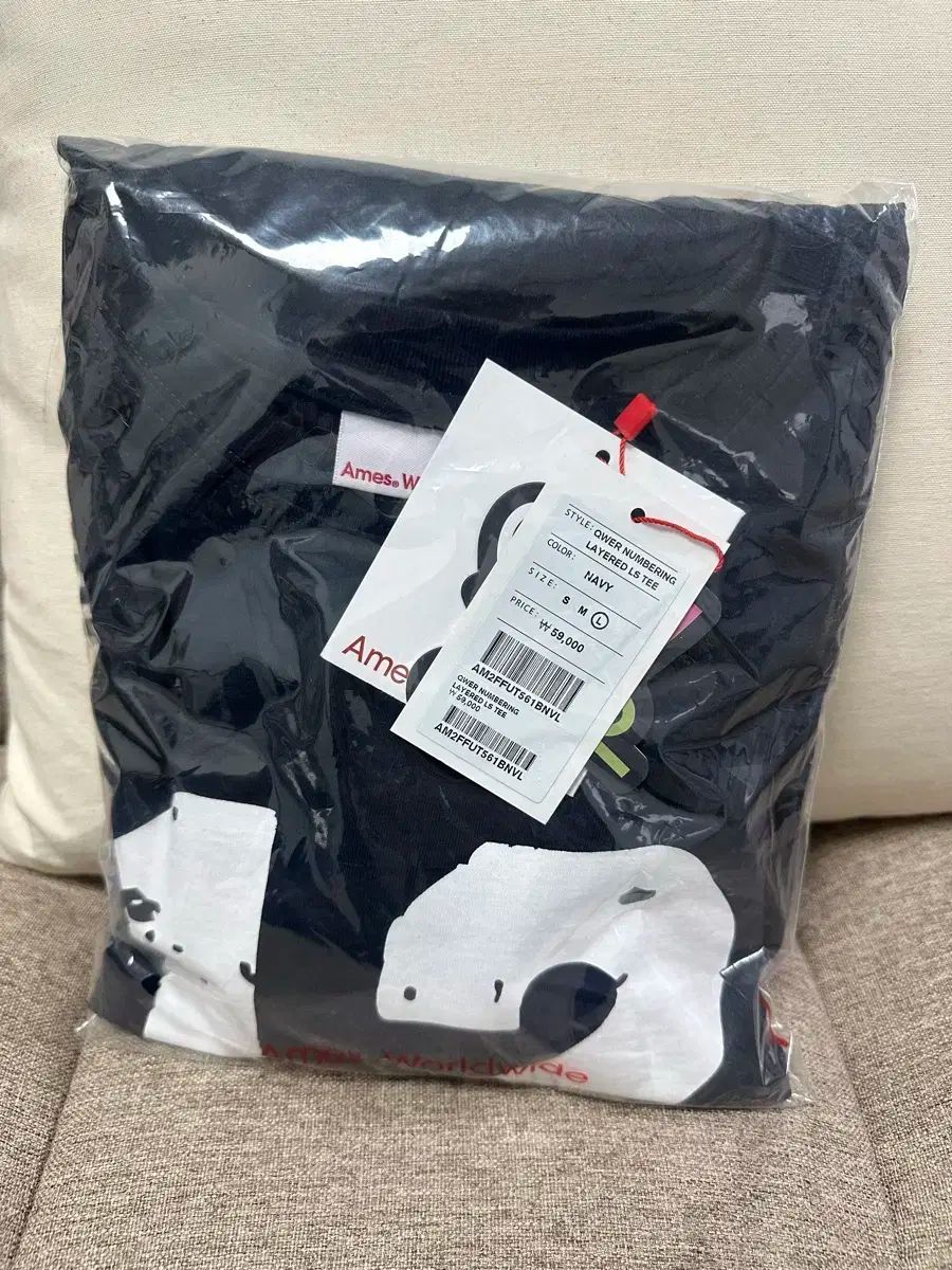 QWER x アメス ナンバリング レイヤード ロングスリーブ 長袖Tシャツ ネイビー L