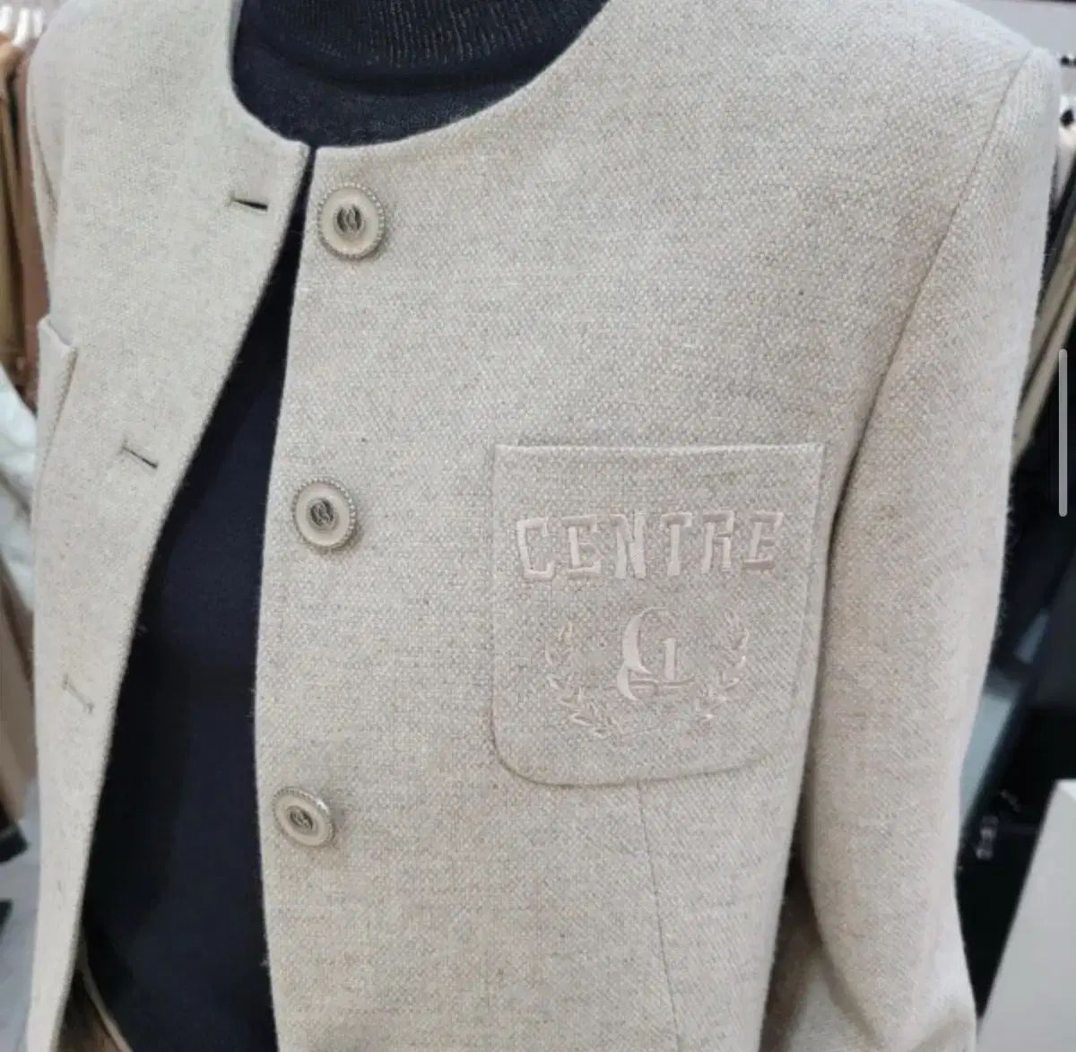 CC collect ポケット 刺繍 ジャケット_メランジ ベージュ