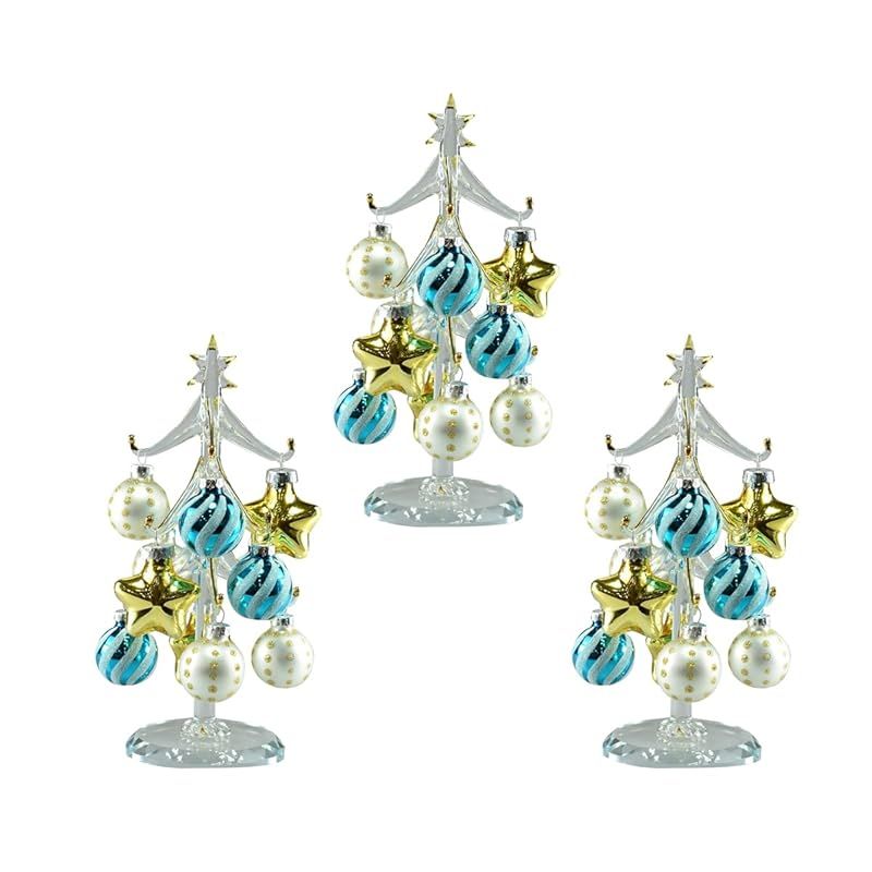 フォーカート かわいい ガラスの クリスマスツリー オーナメントセット スターツリー×3個セット