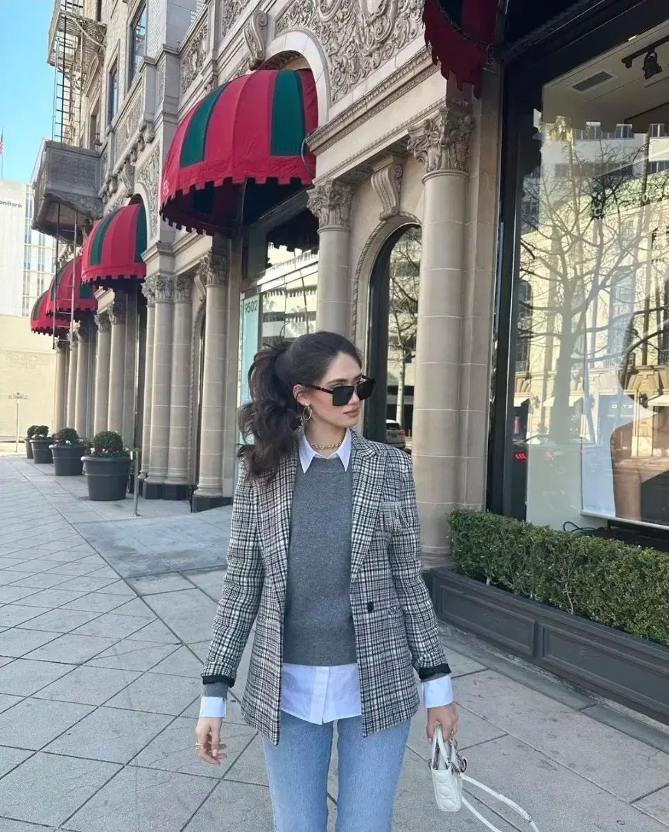 SANDRO サンドロ ブローチ ウール モ ブレーザー ハウンドトゥース ジャケット