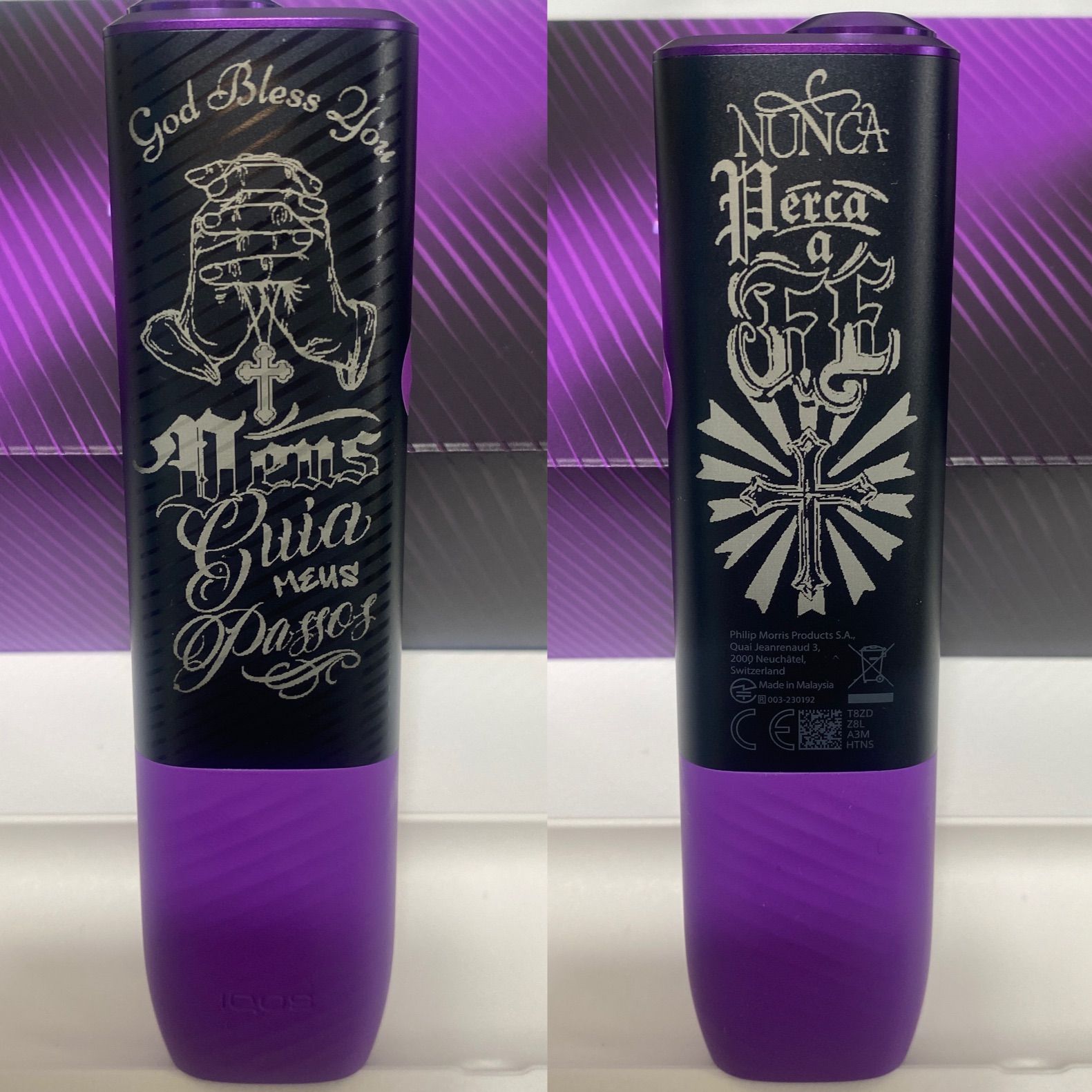 祈り手 十字架 加工 iQOS アイコス イルマ i ワン アニバーサリー モデル 10周年 ブラック パープル 黒 紫 クロス 色 オリジナル カスタム