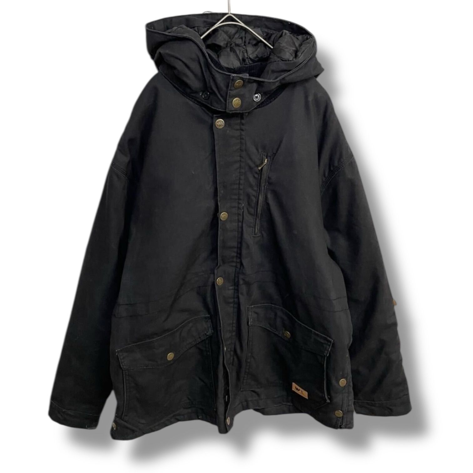 Wells Lamont ダックワークジャケット XL ブラック 中綿入り フーデッド 古着 ワークウェア アメカジ