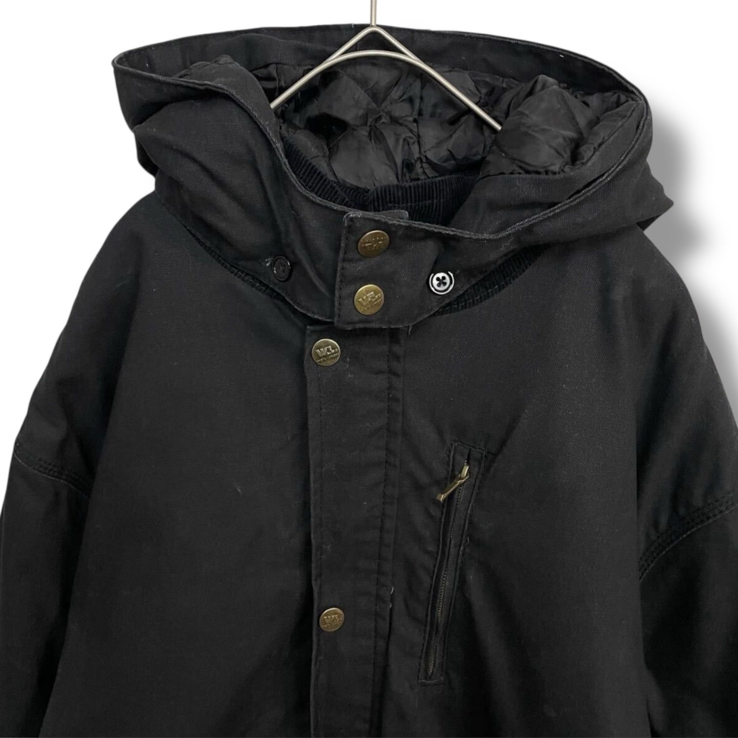Wells Lamont ダックワークジャケット XL ブラック 中綿入り フーデッド 古着 ワークウェア アメカジ KANDAIZUMI_COM