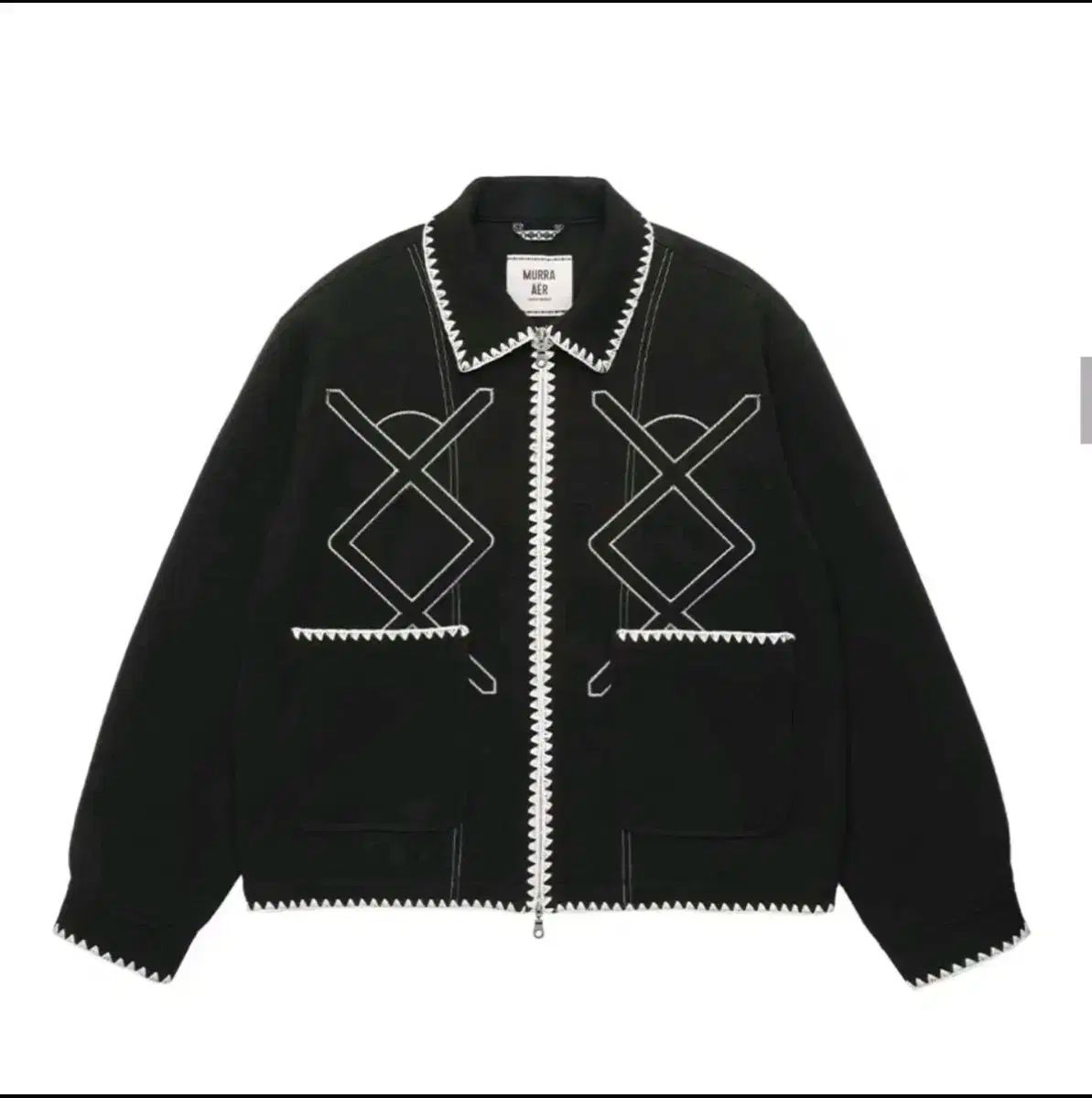 2 ムラ アエル ハロゲン ニードルワーク ブルゾン ブラック