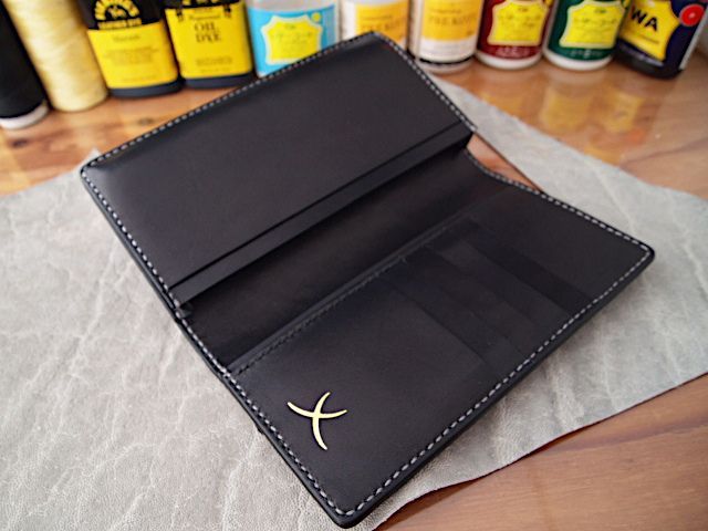 受注製作 象革の本革で作る手縫いの札入れ長財布
