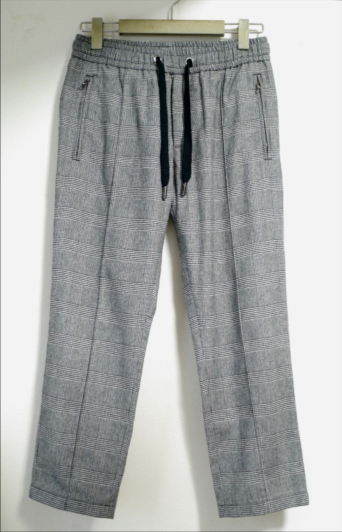 DOLCE - GABBANA ドルチェ-ガッバーナ ストレッチ混 ドローストリング イージー ジョガー パンツ 白黒 44 合わせやすいチェック柄