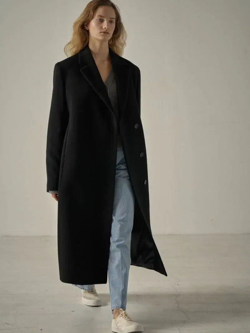 FACADE PATTERN ファサードパターン カシミア ロングコート ブラック