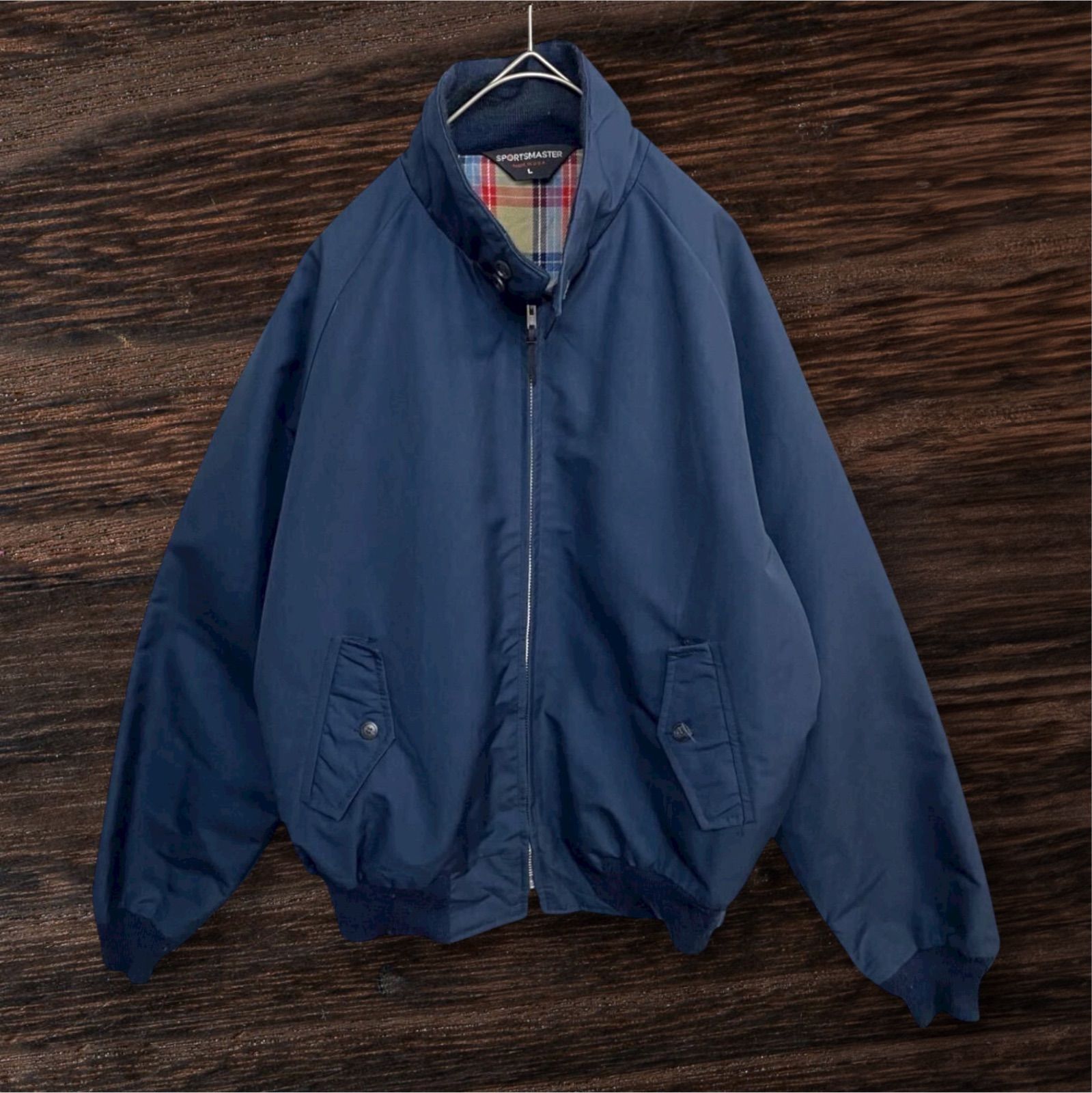 80s アメリカ製 SPORTSMASTER スウィングトップ L ネイビー ブルゾン ヴィンテージ 古着 スポーツマスター
