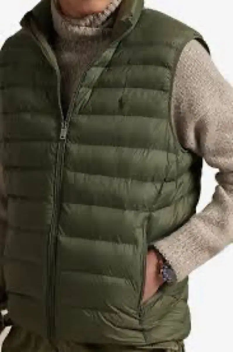 ポロ パッカブル 軽量 ダウン ベスト カーキ