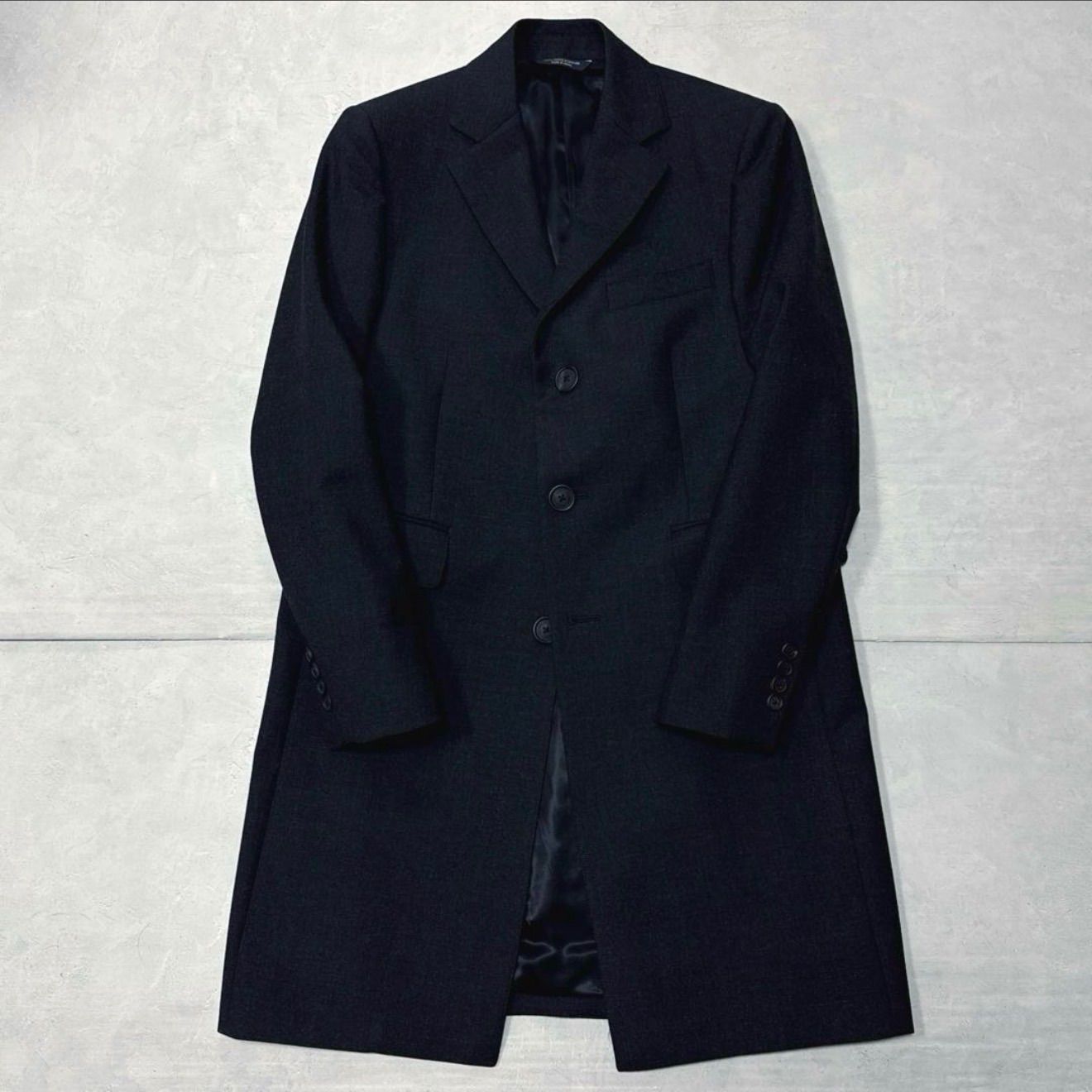 2010年代 ブルックスブラザーズ 特別イギリス生地 バーズアイ チェスターフィールドコート チャコールグレー 36S