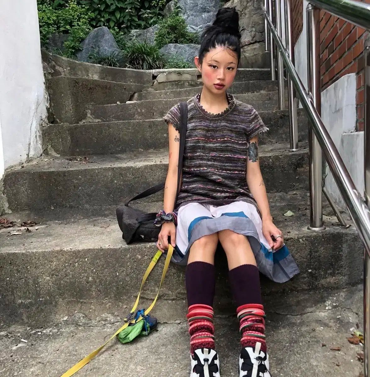 PERVERZE ファーバーズ ボーダー ノルディック ソックス レッド