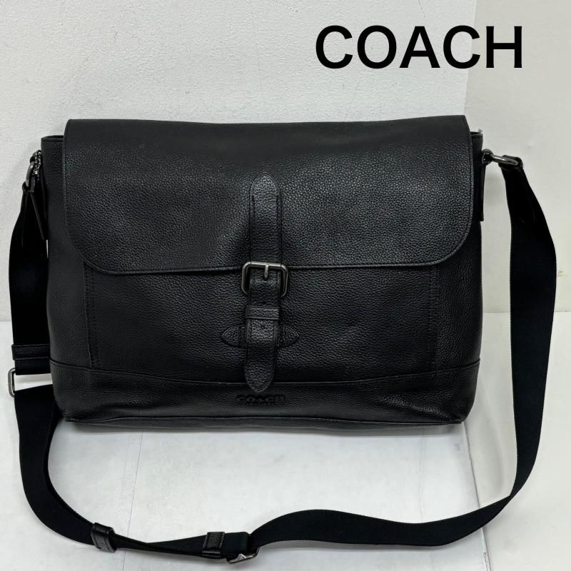 コーチ coach レザー メッセンジャー ショルダーバッグ ブラック A4