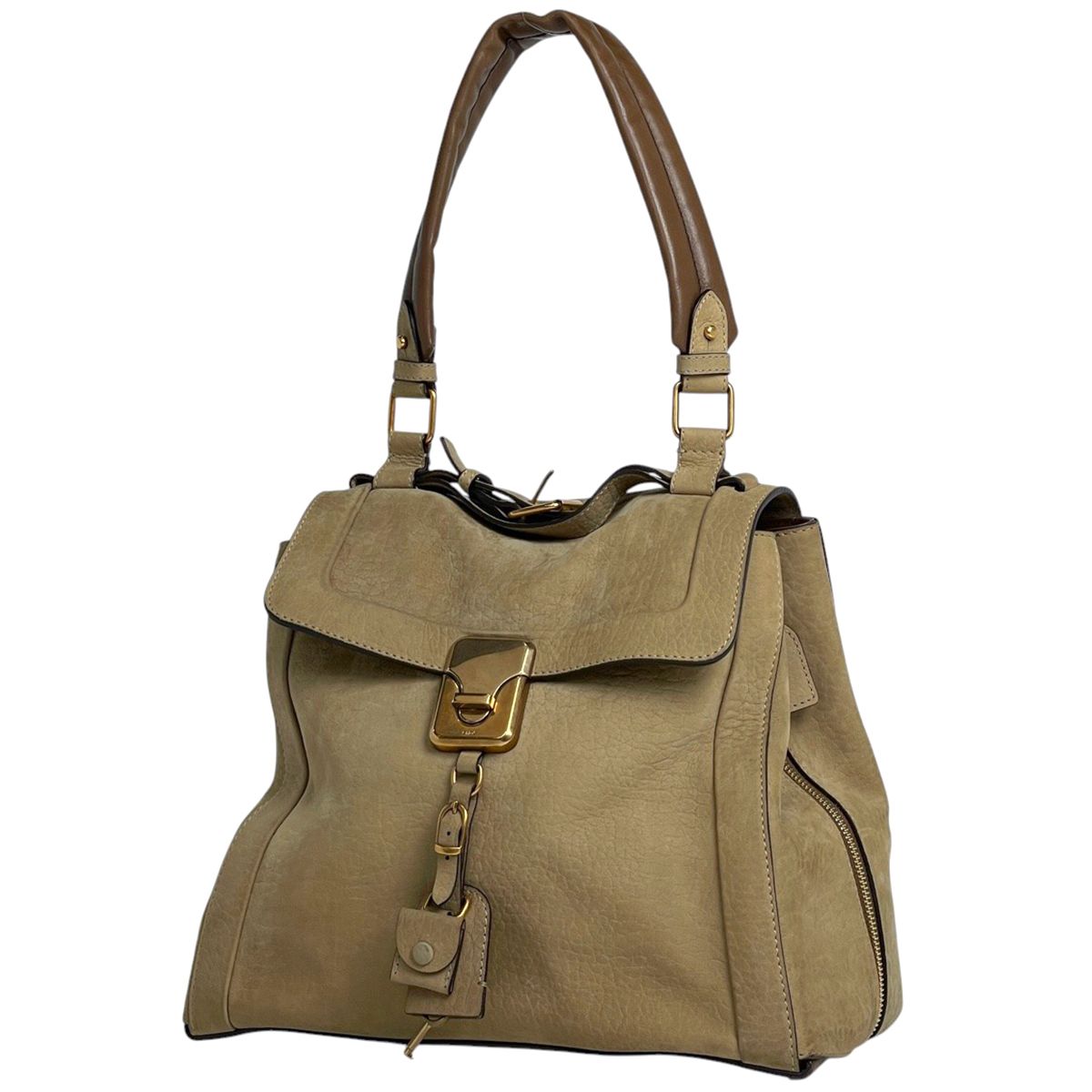 クロエ Chloe ロゴ ハンドバッグ ショルダーバッグ ハンドバッグ レザー ベージュ レディース