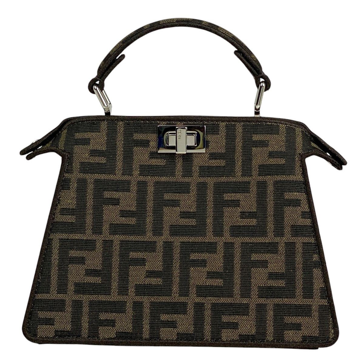 フェンディ FENDI ピーカブー プチ ハンドバッグ 2WAY ショルダーバッグ クリスタル刺繍 ズッカ柄 ハンドバッグ キャンバス ブラウン 8BN335 レディース DECORATOM_COM_BR