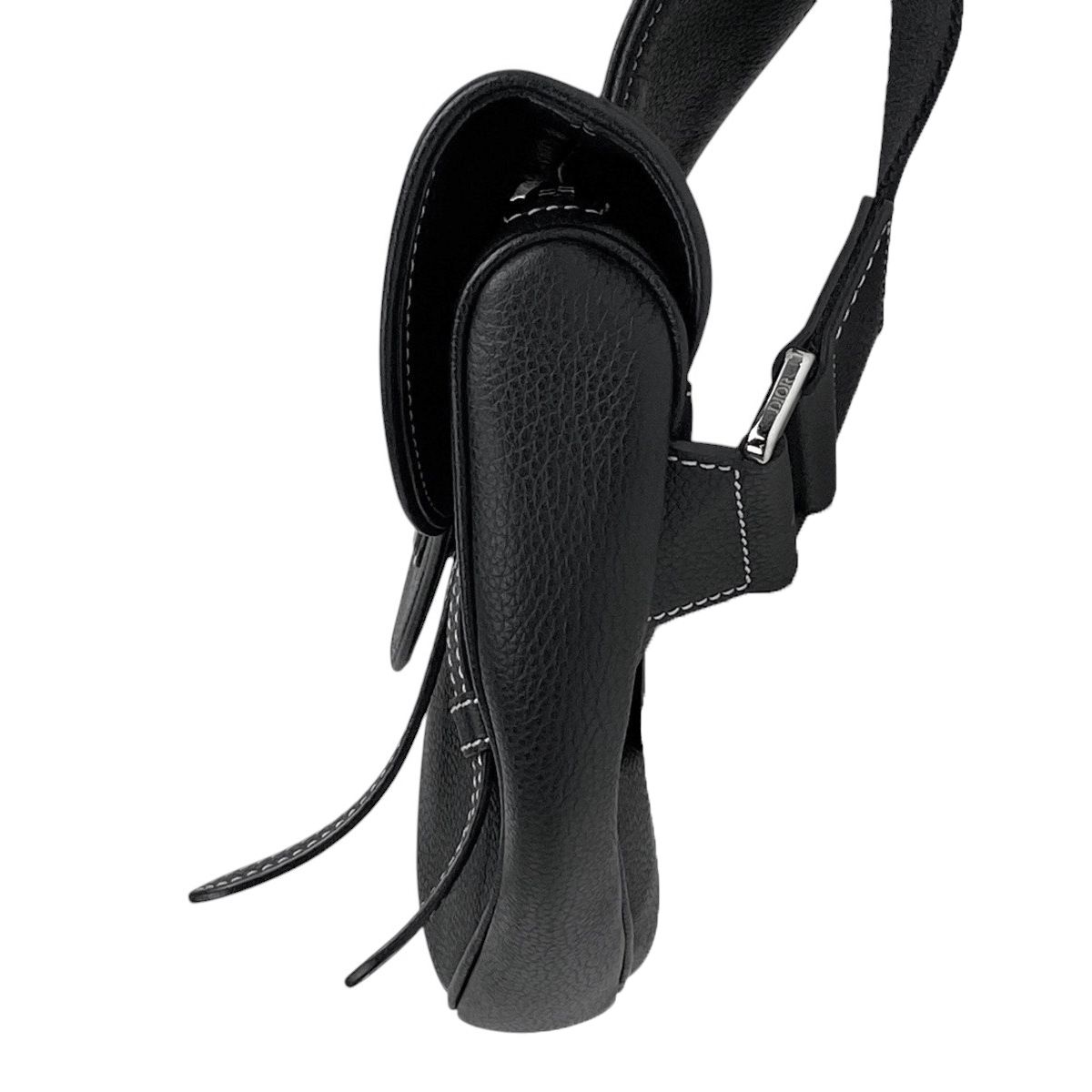 クリスチャンディオール Christian Dior サドルバッグ KAWSコラボ 蜂 ショルダーバッグ ボディバッグ レザー ブラック レディース