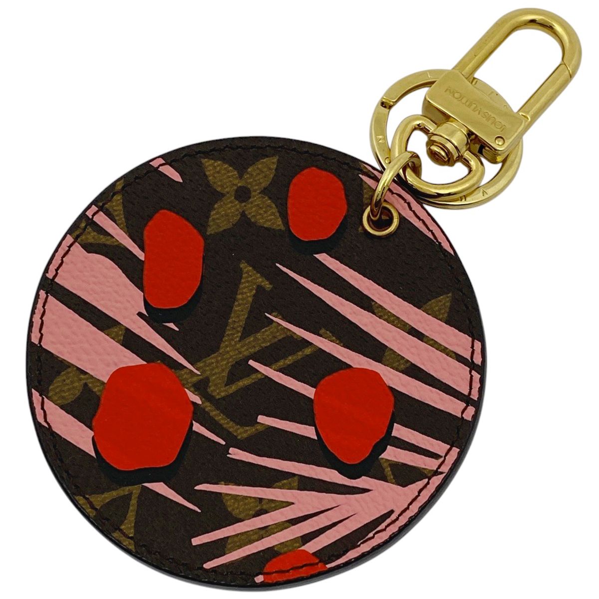 ルイ ヴィトン Louis Vuitton ポルトクレ ジャングルドット キーホルダー キーリング バッグチャーム キーホルダー モノグラム ブラウン ピンク M42596 レディース