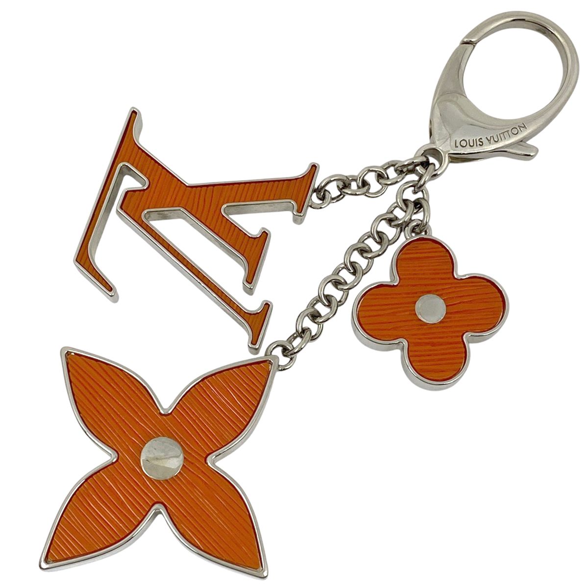 ルイ ヴィトン Louis Vuitton ビジューサック フルール ドゥ エピ モノグラム バッグチャーム キーホルダー シルバー オレンジ シルバー M66468 レディース