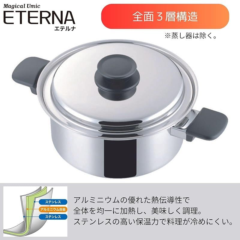 IH200V対応 マジカルユミック エテルナ片手深型鍋16cm
