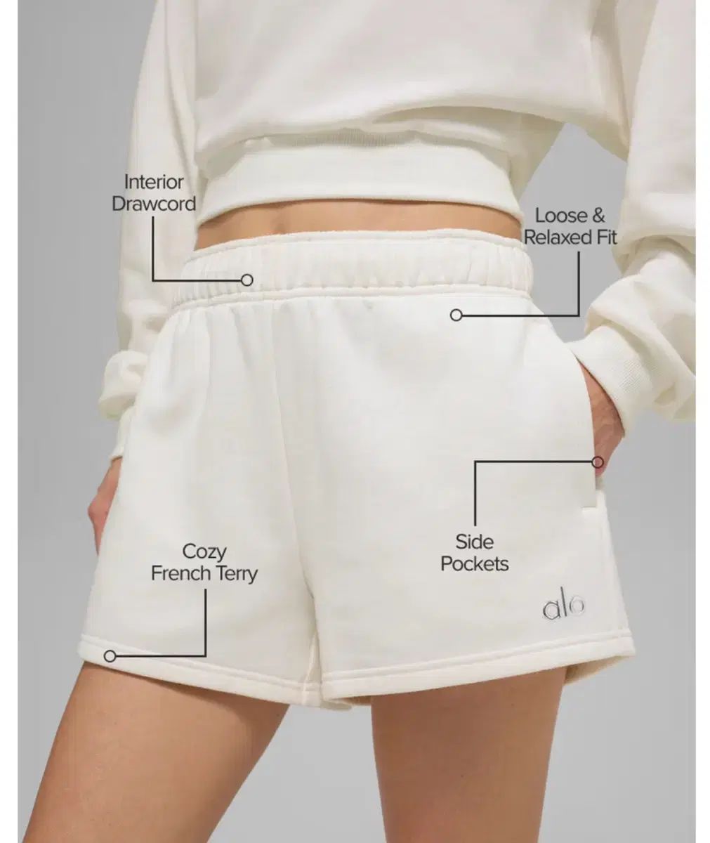 アルロ ALO エーコレイド アイボリー ショートパンツ セット DECORATOM_COM_BR