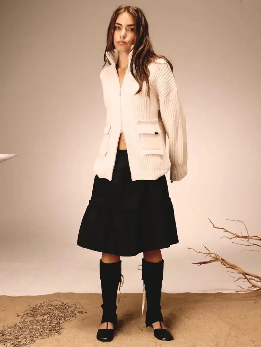 GLOWNY TAYLOR POCKET VISCOSE ニットジップアップ カーディガン