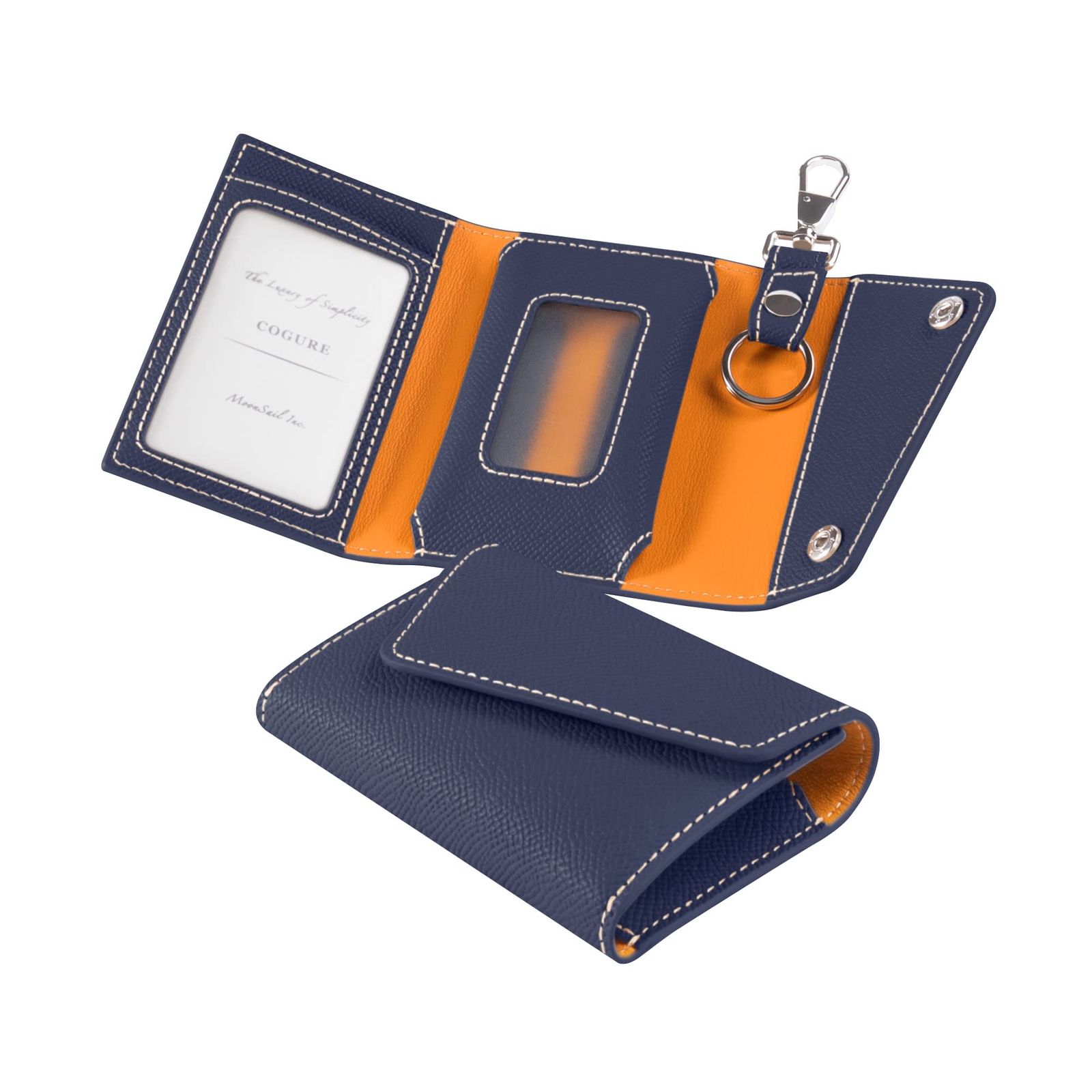 COGURE コグレ スマートキーケース 本革 ヨーロピアンエンボスレザー 透明窓 スマートキーホルダー カード入れ CONMKC