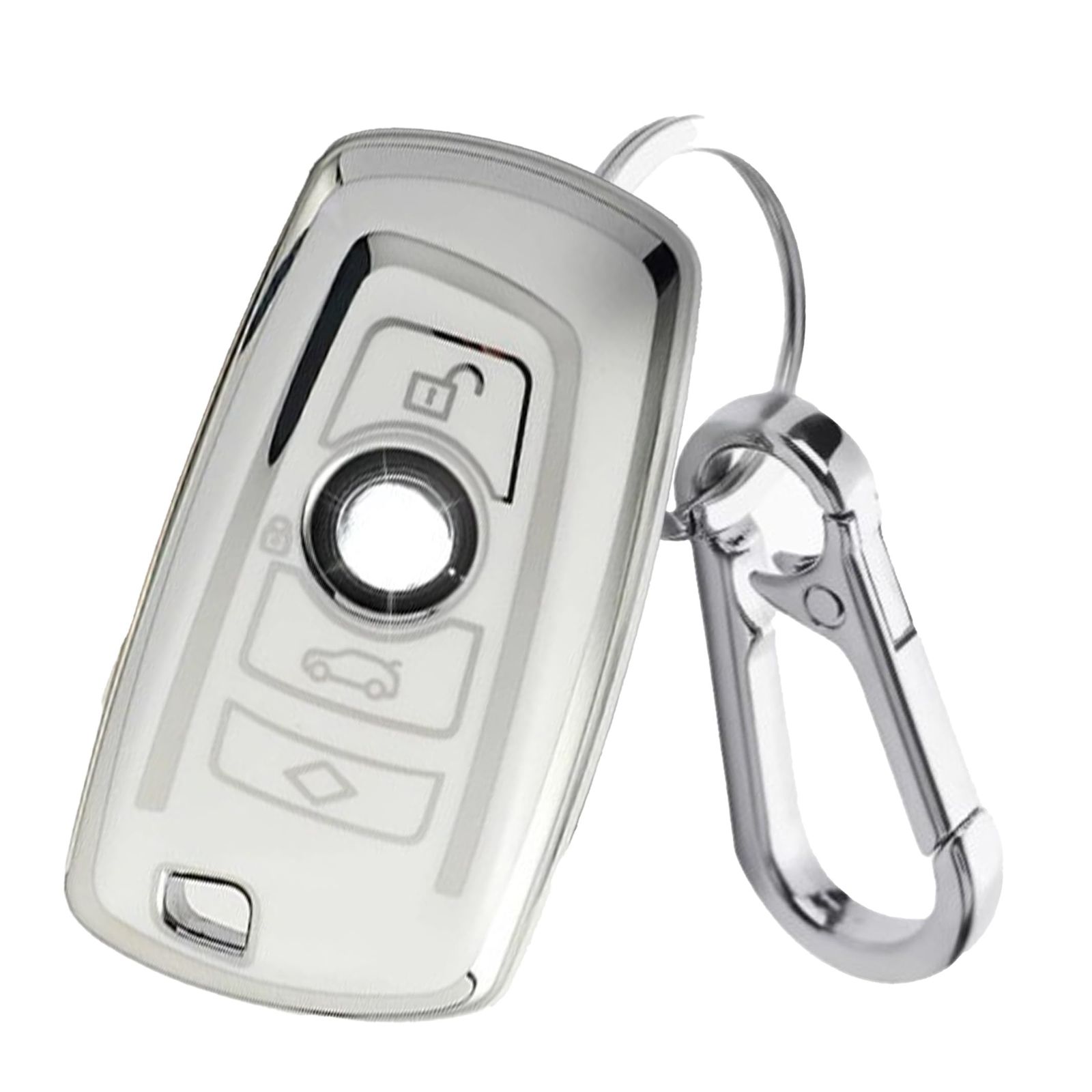 BMW 専用 キーカバー TPUスマート キーケース アクセサリー - 耐衝撃・全面保護・電波干渉なし - 1/2/3/4/5/6/7/8シリーズ エンブレム露出 X1/X2/X3/X4/X5/X6/X7/Z4対応 (TYPE_A_ホワイト２)