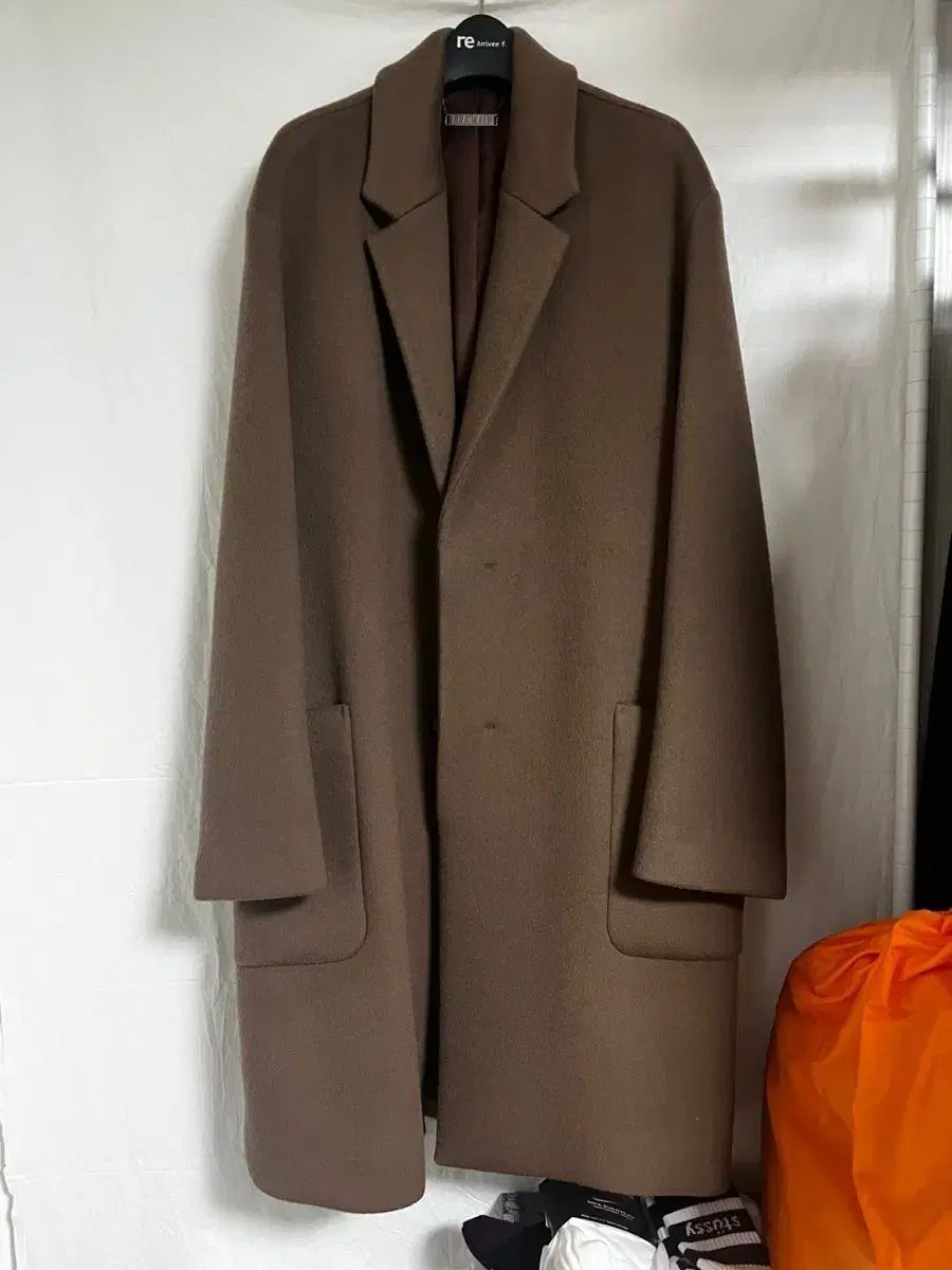 ドローフィット カシミア セミオーバーサイズ コート スモーク ピンク m