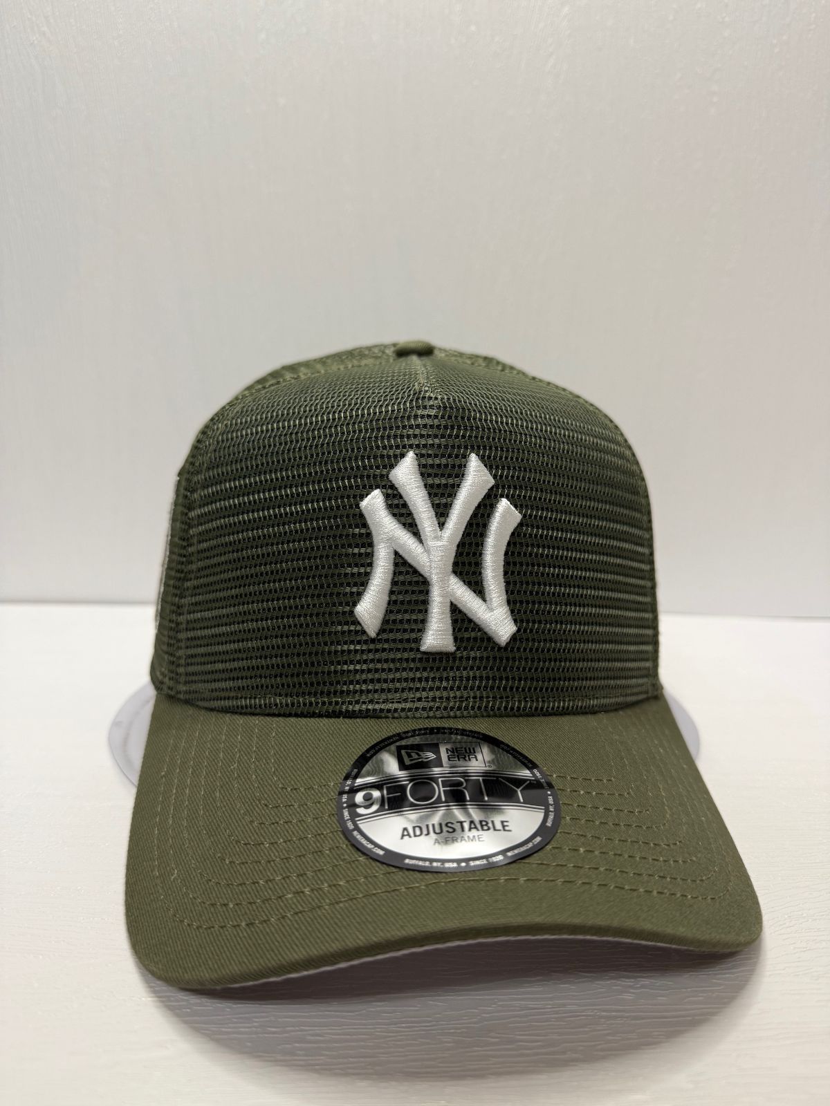 Newera ニューヨークヤンキース 75 thワールドシリーズ 9 forty A FRAME スナップバックメッシュキャップ オリーブ