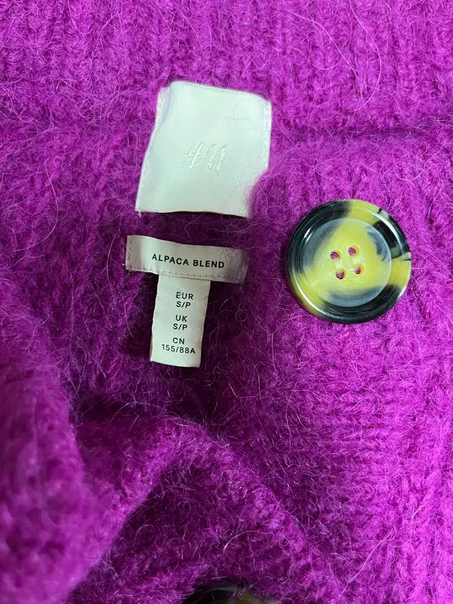  H-M モヘア 麻 マゼンタピンク カーディガン 長袖 カーディガン ボレロ アンサンブル