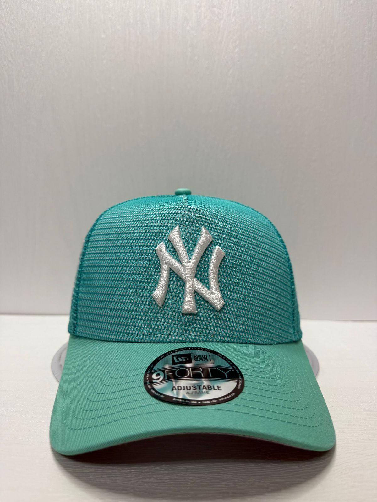 Newera ニューヨークヤンキース 75 thワールドシリーズ 9 forty A-FRAME スナップバックメッシュキャップ ターコイズブルー