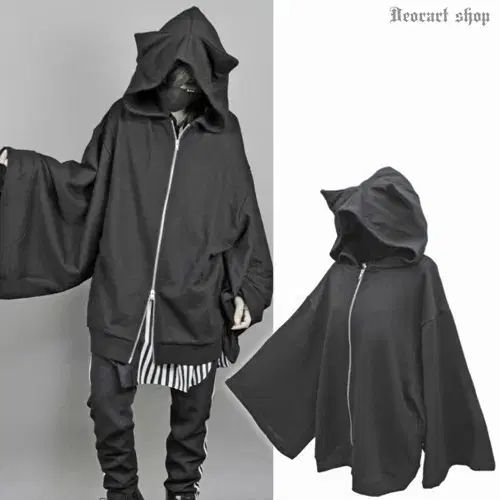 Deorart 猫ミミ フードジップアップ ユニセックス サブカルチャー