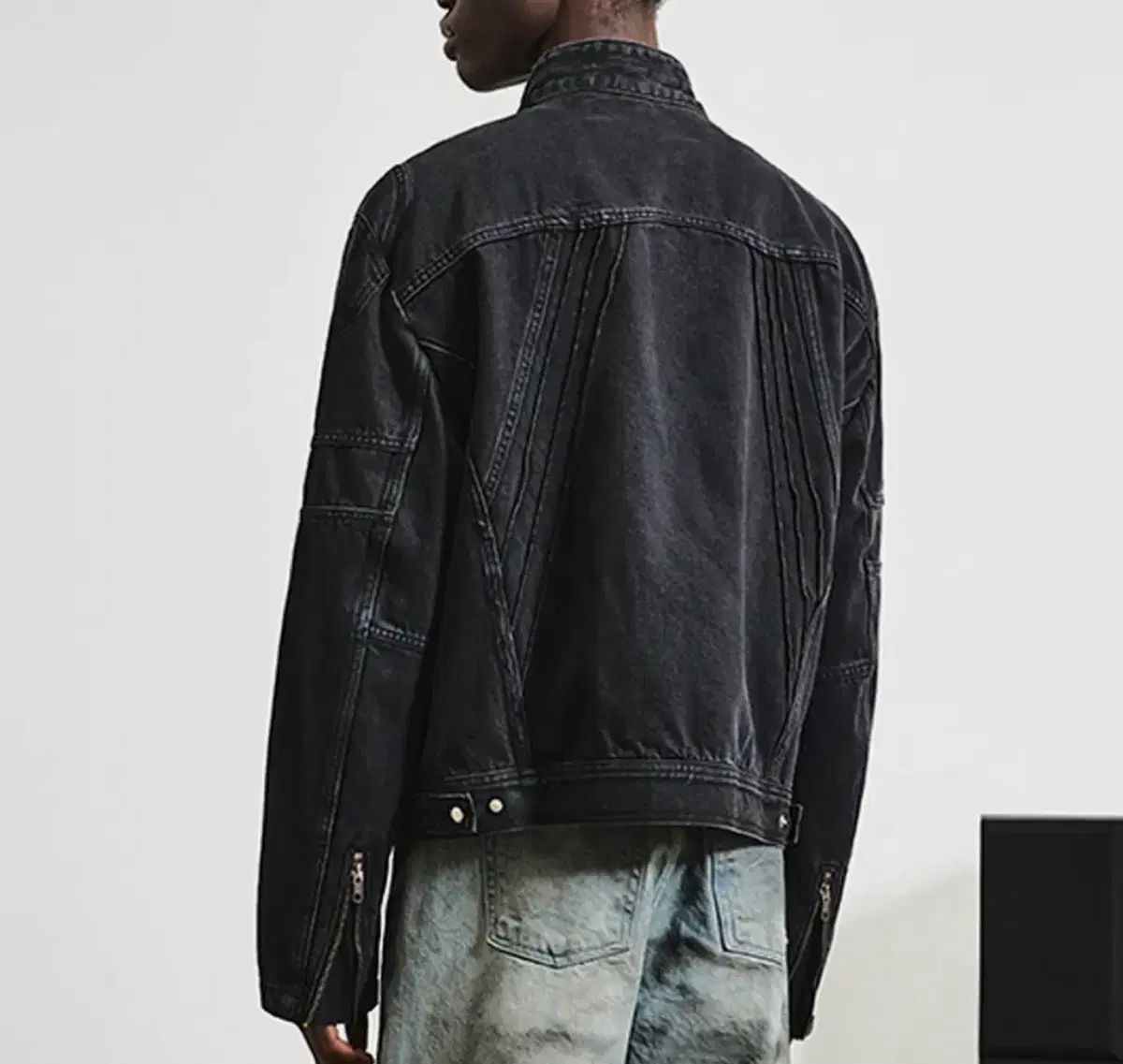 LMOOD エルムード アッシュ デニム バイカー ジャケット ヴィンテージブラック