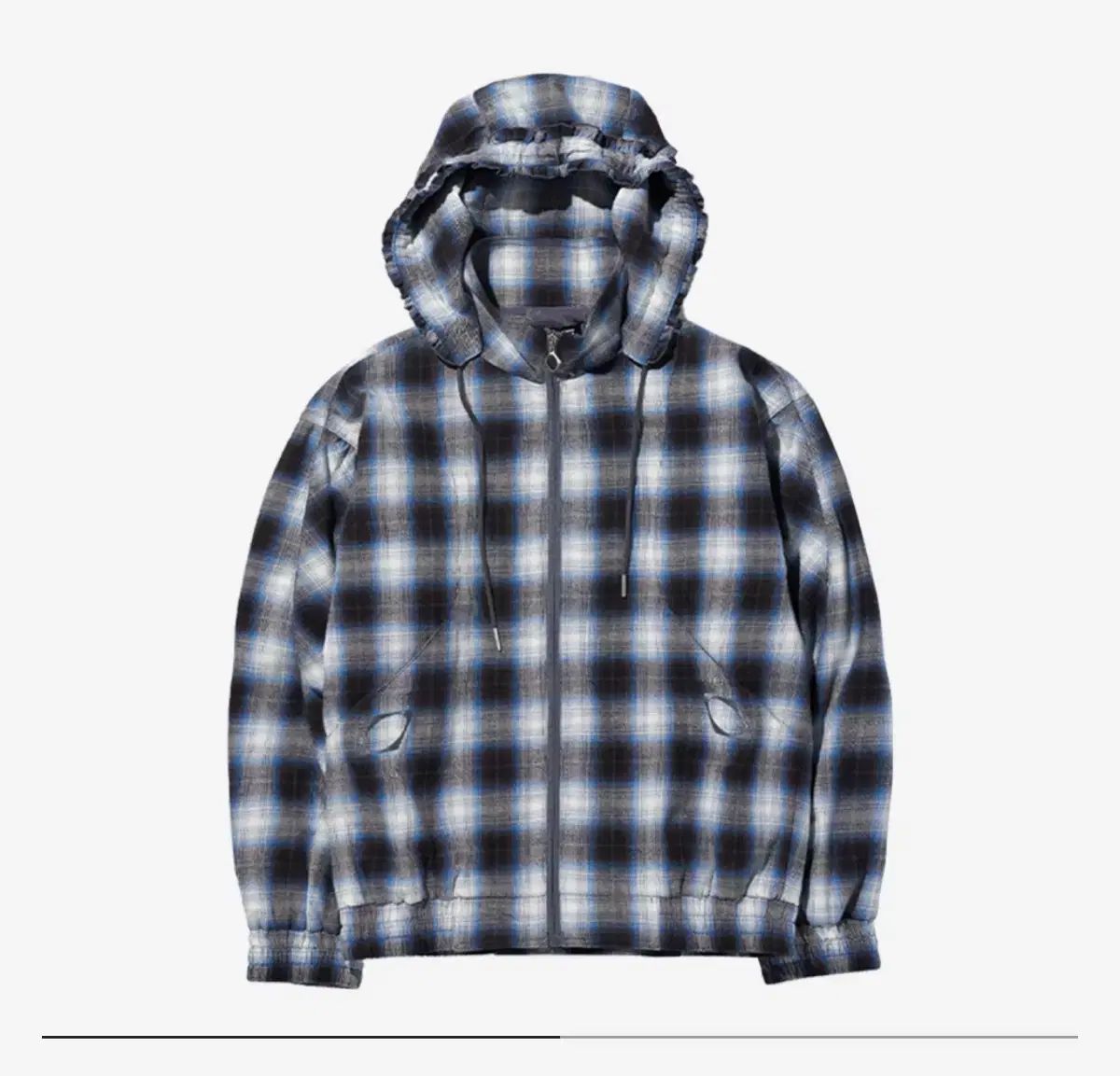 L ミスチーフ ボネット フード ジャケット ブルー ブラック