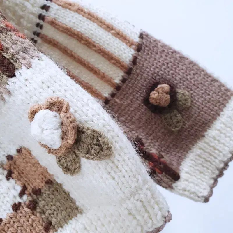 東京 ジャパン ウール100 ハンドメイド 刺繍 カーディガン