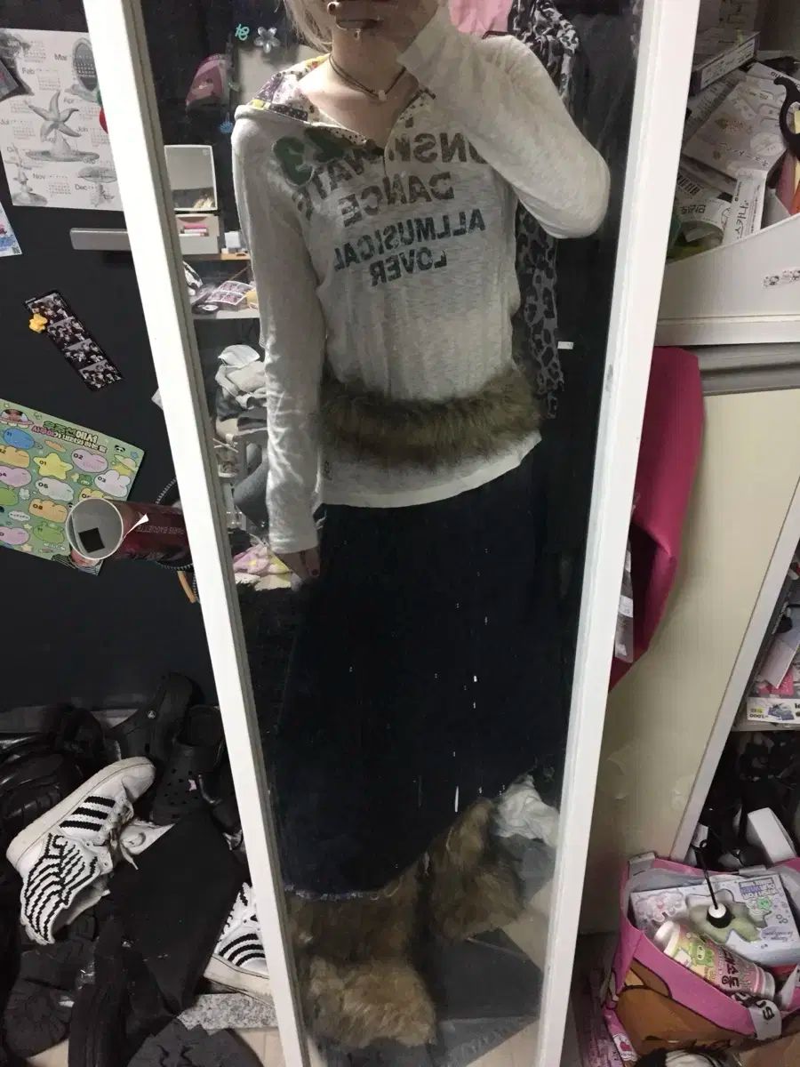 ヴィンテージ コーディネートセット パッチワーク WHO フード スリーブ デニム マキシ スカート 森 ギャル フェアリー