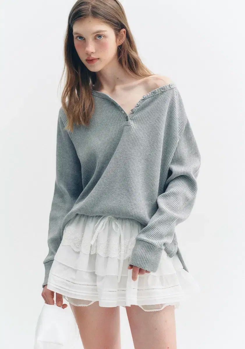 THETIS ワッフル Tシャツ メランジ グレー