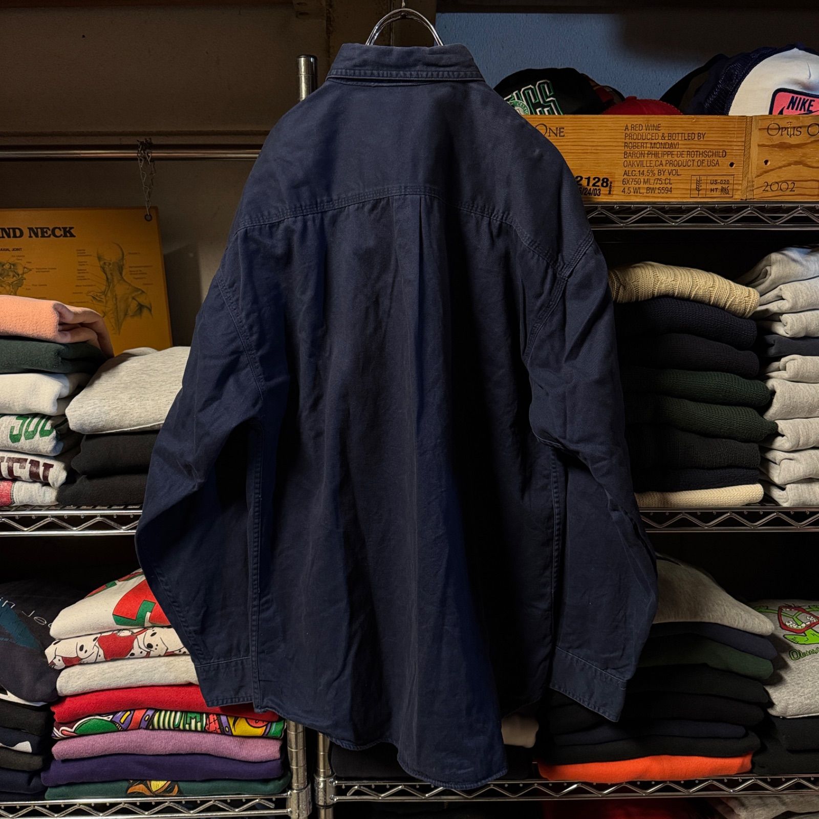 90s くまのプーさん Disney ディズニーBDシャツ ネイビー