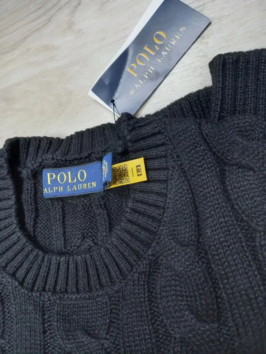 XS ポロ ラルフローレン ケーブルニット ブラック