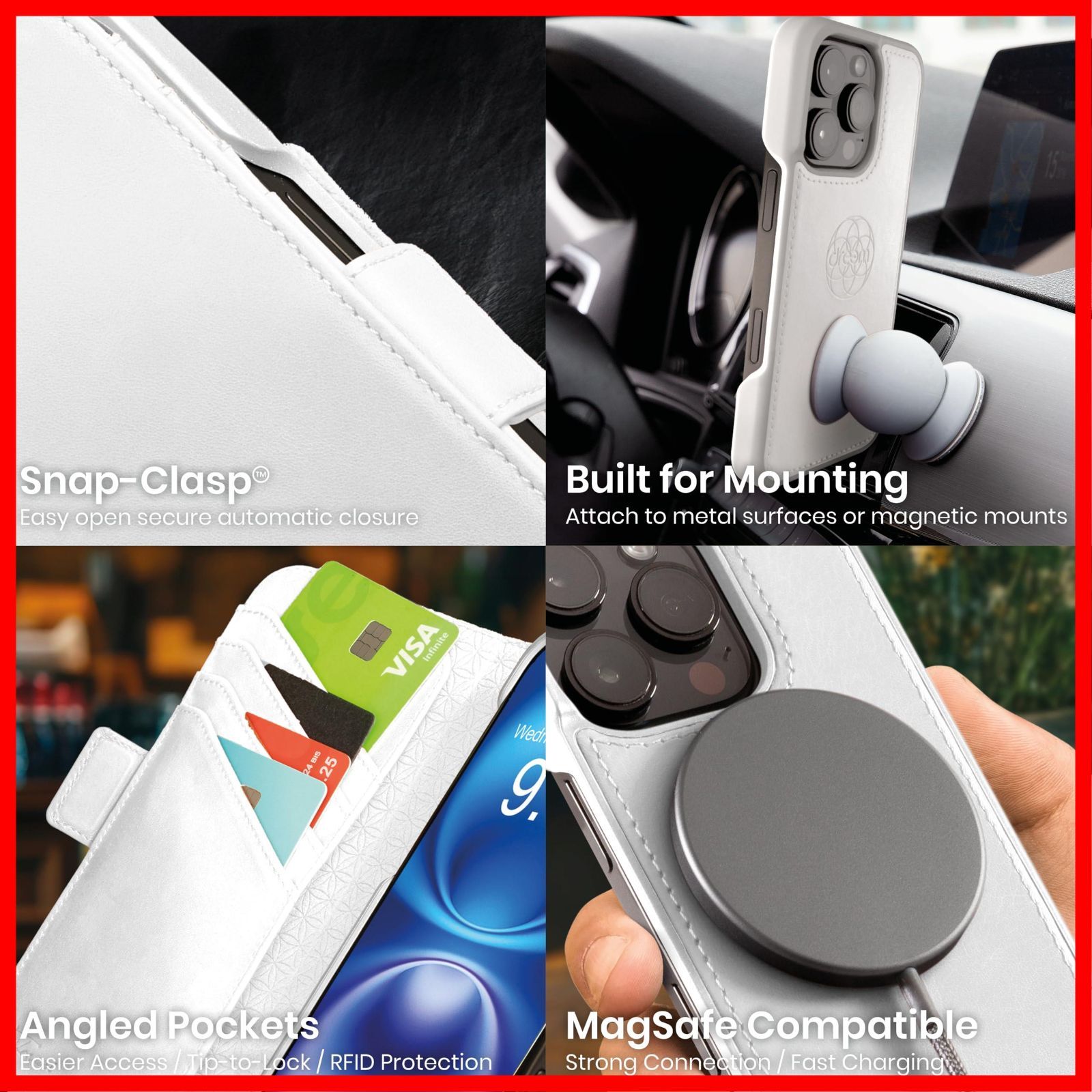 マグネット着脱式 ヴィーガンレザー製