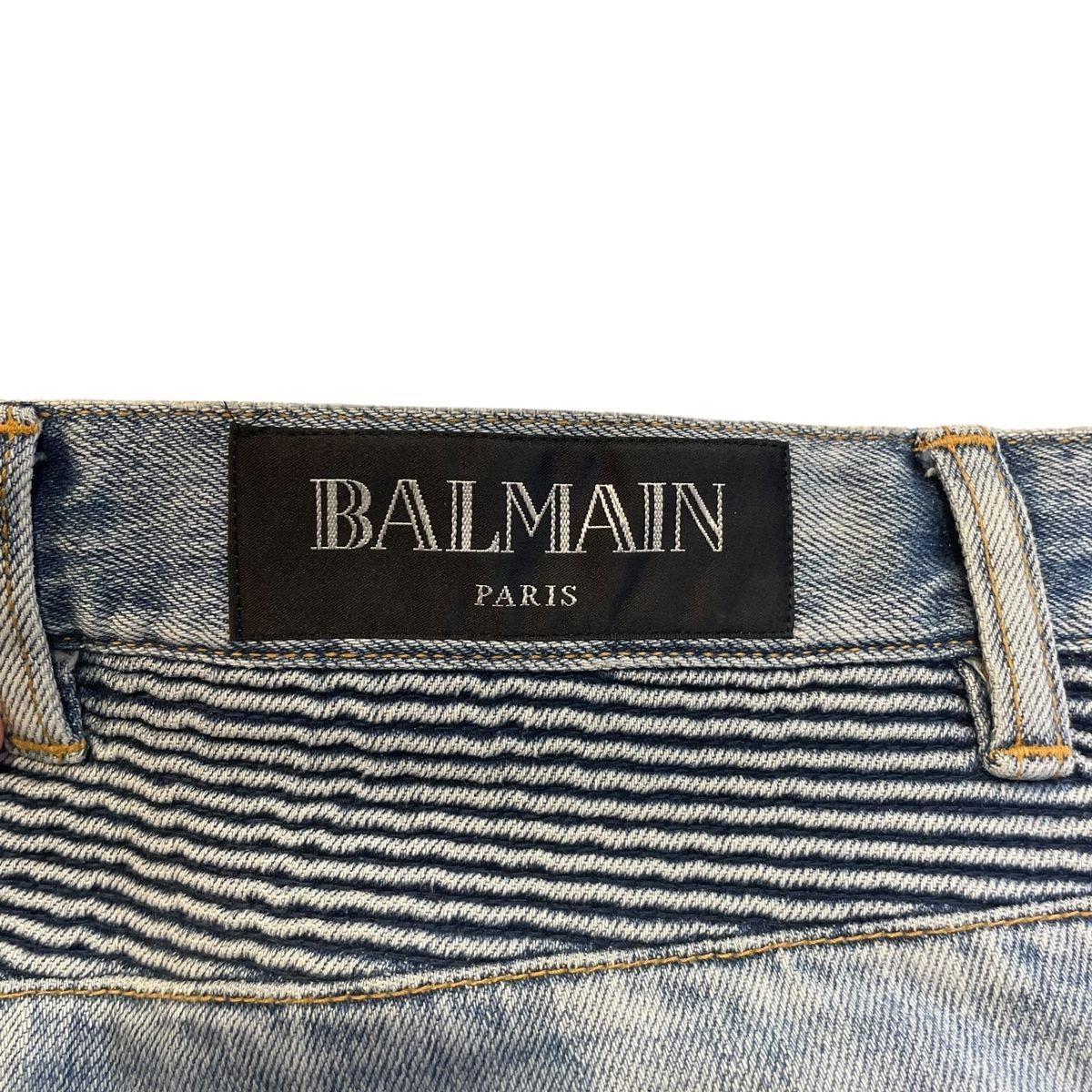 BALMAIN バルマン バイカーデニムパンツ ブルー ダメージ加工 サイズ30 ウエスト86 cm メンズ MK