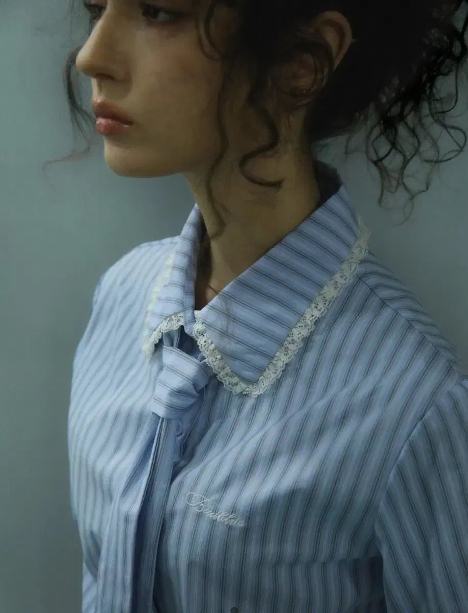 バッドブルー badblue ストライプレースネクタイシャツ ブルー