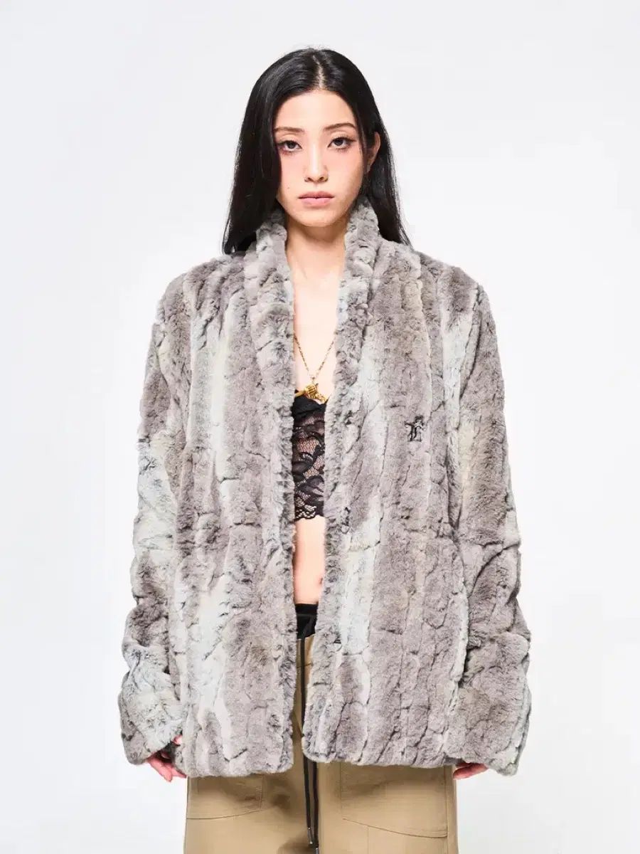 yeel ワイイイエル ミックス ヘアリー ファー ジャケット カーキ ブラウン