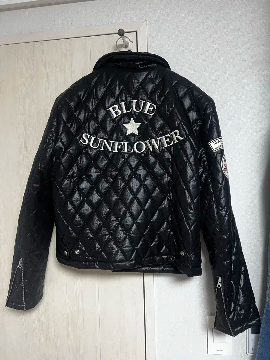 ブルーサンフラワー キルティング ジャケット 刺繍 バイカー 50