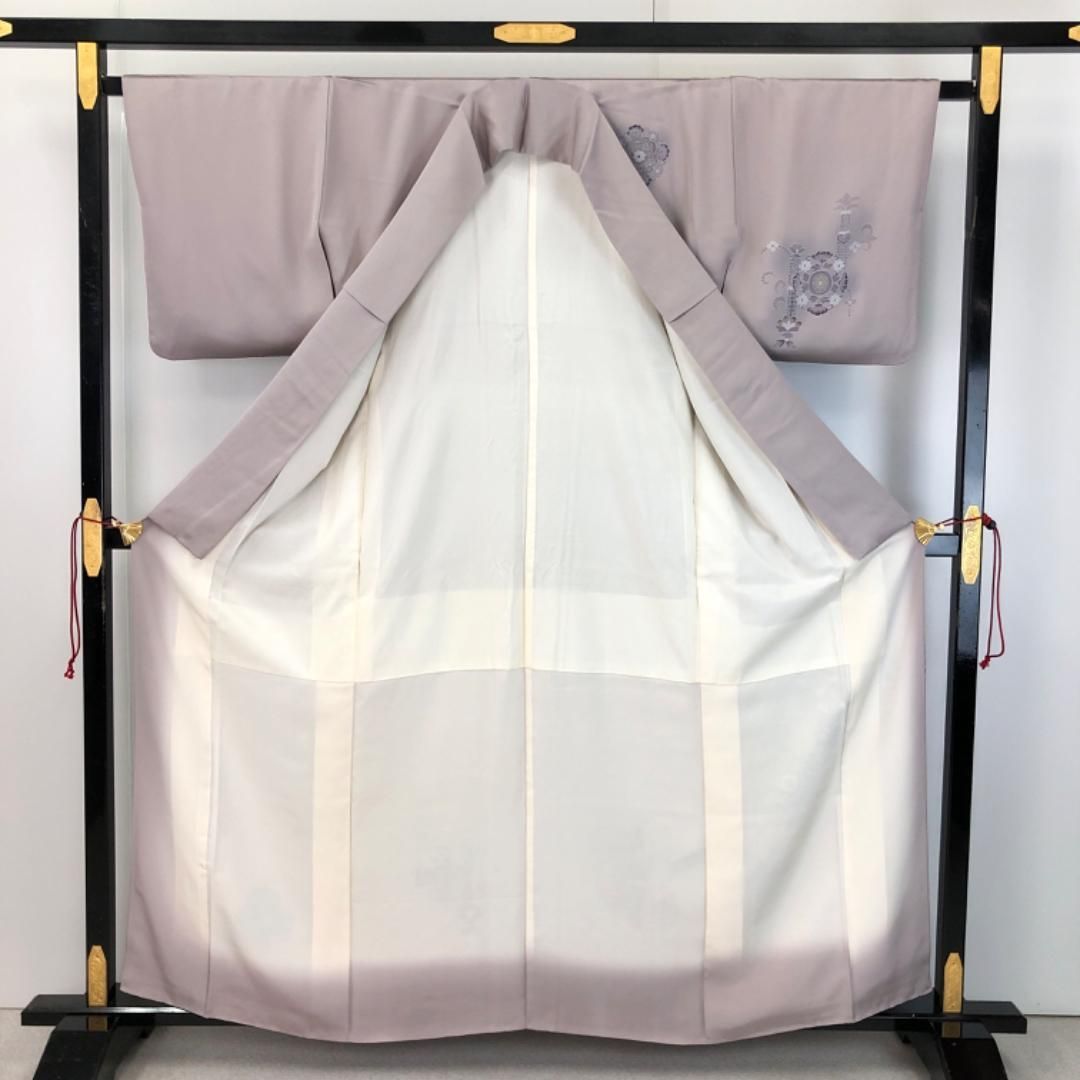 付下げ 華柄模様 花唐草 暈し 灰桜色 K-5481